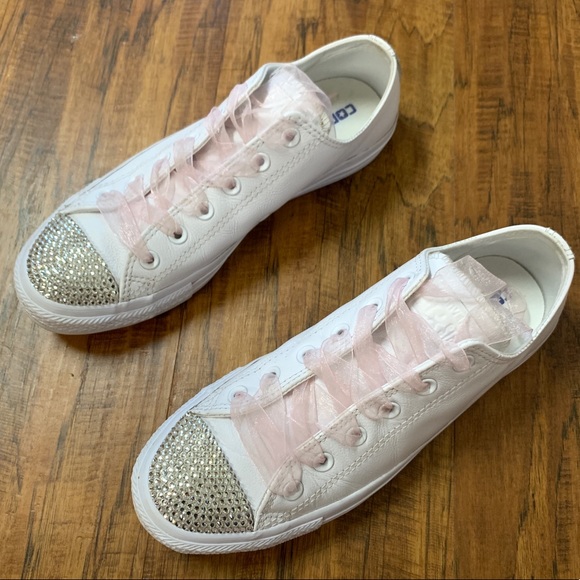 Converse Shoes - Converse | white leather Swarovski embellished